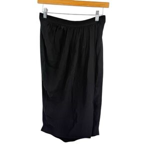 Etro Black Viscose Skirt Made in Italy Sheer One Side Slight Pleat Skirt